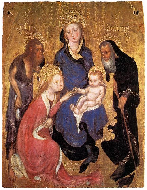 Michelino da Besozzo The Mystic Marriage of St Catherine, St John the Baptist, St Antony Abbot Germany oil painting art